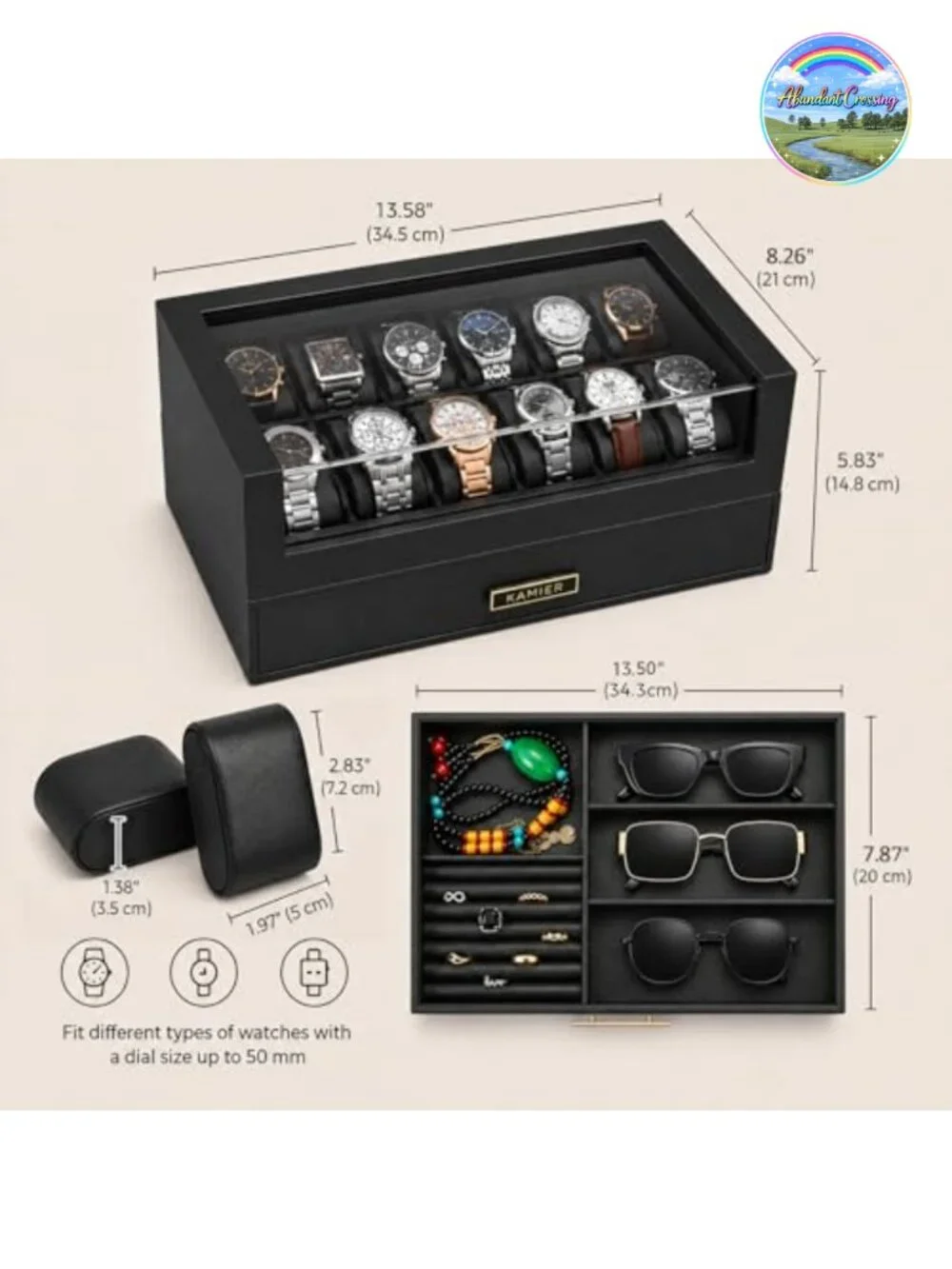 12 Slot Wooden Watch Case with Drawer Luxury Storage Box